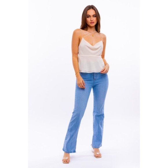 LE LIS SPAGHETTI DETAIL COWL NECK CAMI TOP - Picture 4 of 7